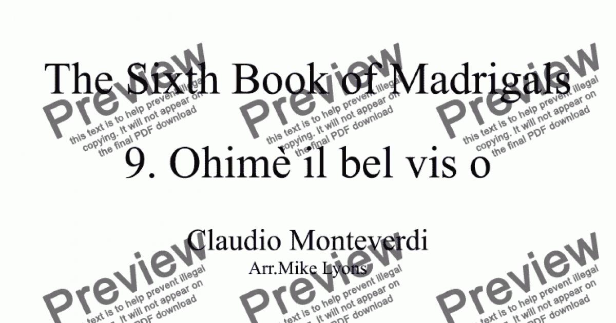 Brass Quintet Monteverdi Madrigals Book 6 09 Ohimè il bel vis o