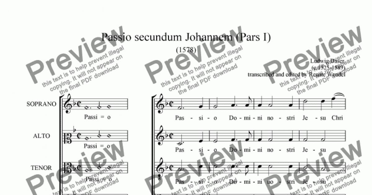 Passio Secundum Johannem St John S Passion Part Sheet Music Pdf