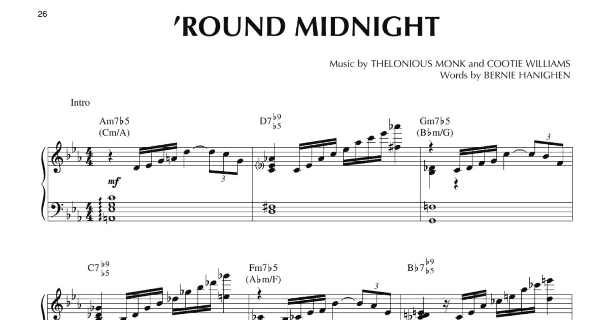 Round Midnight Piano Solo Print Sheet Music Now