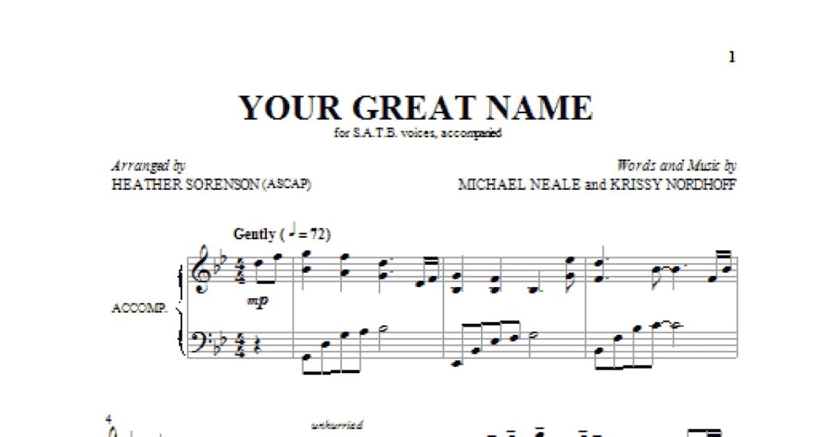 Your Great Name Satb Choir Print Sheet Music Now