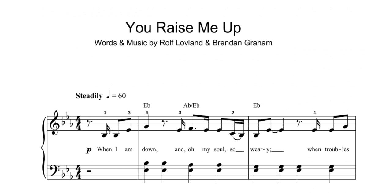 You Raise Me Up Easy Piano Print Sheet Music Now