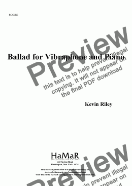 page one of Ballad for Vibraphone and Piano