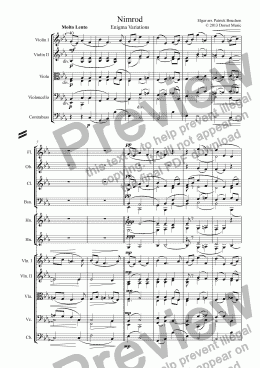 page one of Elgar - Nimrod (Enigma Variations) for Small Orchestra