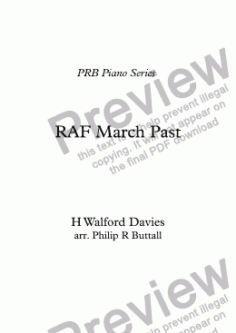 page one of PRB Piano Series: RAF March Past (Walford Davies)