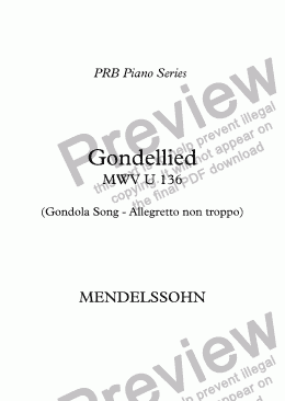 page one of PRB Piano Series: Gondellied MWV U 136 