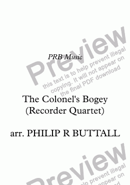 page one of The Colonel’s Bogey (Recorder Quartet)