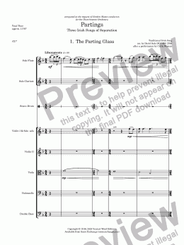 page one of The Parting Glass (Excerpt) (for flute, clarinet, violin, percussion & string orchestra)