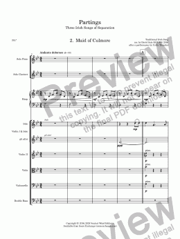 page one of The Maid of Culmore (Excerpt) (for flute, clarinet, violin, harp & string orchestra)