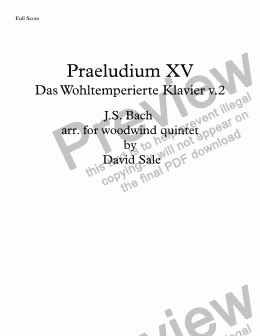 page one of Praeludium XV (wind quintet)