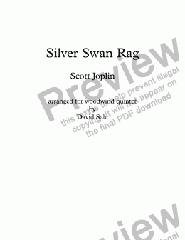 page one of Silver Swan Rag (wind quintet)