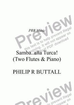 page one of Samba..alla Turca! (Two Flutes & Piano)