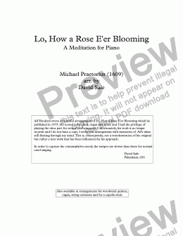page one of Lo, How a Rose E'er Blooming (piano)