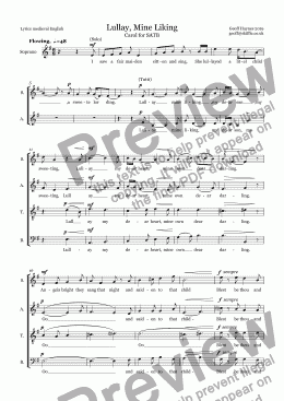 page one of Lullay, Mine Liking (Christmas carol for SATB a capella)