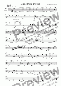 page one of Suite for Solo Cello - VI
