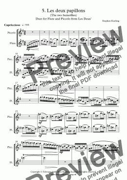 page one of 5. Les deux papillons (The two butterflies) Duet for Flute and Piccolo from 'Les Deux'