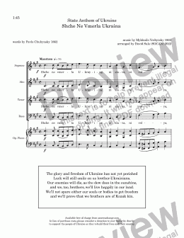 page one of State Anthem of Ukraine - Shche Ne Vmerla Ukraina (SATB with op. Piano)