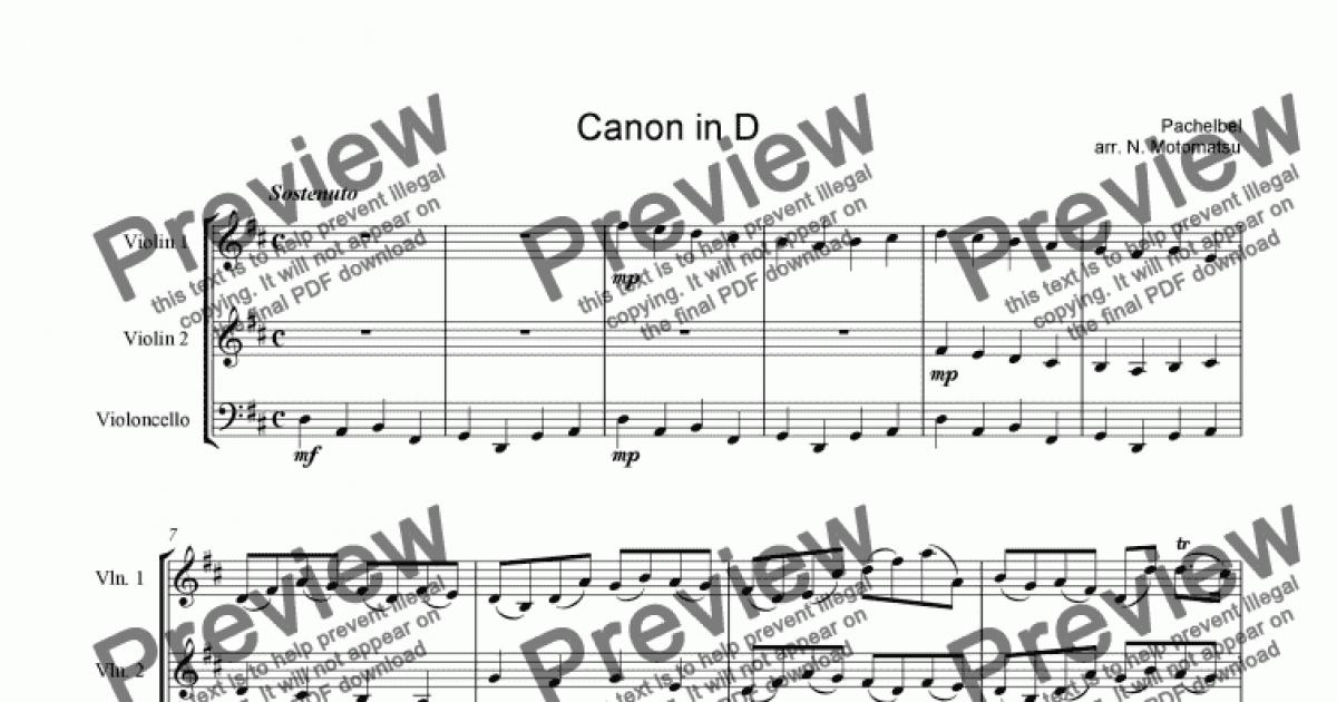 Pachelbel Canon (for 2 violins and cello) - Download Sheet Music PDF