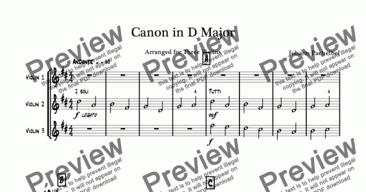 Canon in D major, for 3 violins - Download Sheet Music PDF file