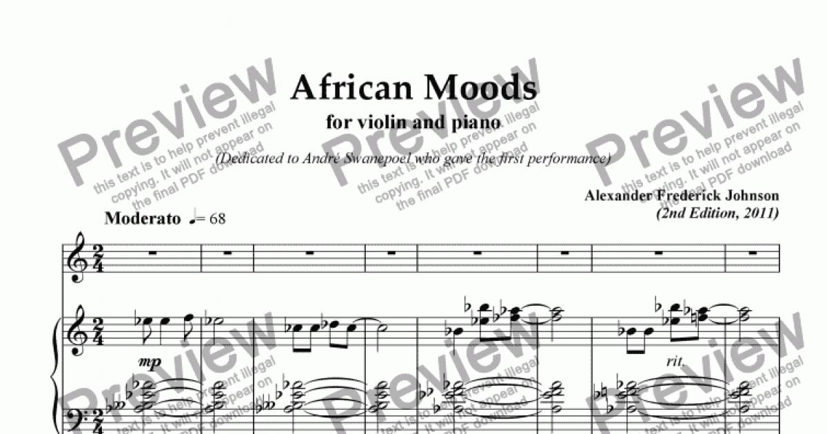 AFRICAN MOODS for Violin and Piano - Download Sheet Music PDF file