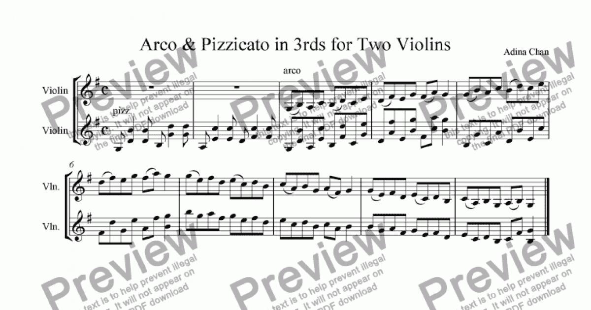 Arco Pizzicato In 3rds For Two Violins Download Sheet Music Pdf