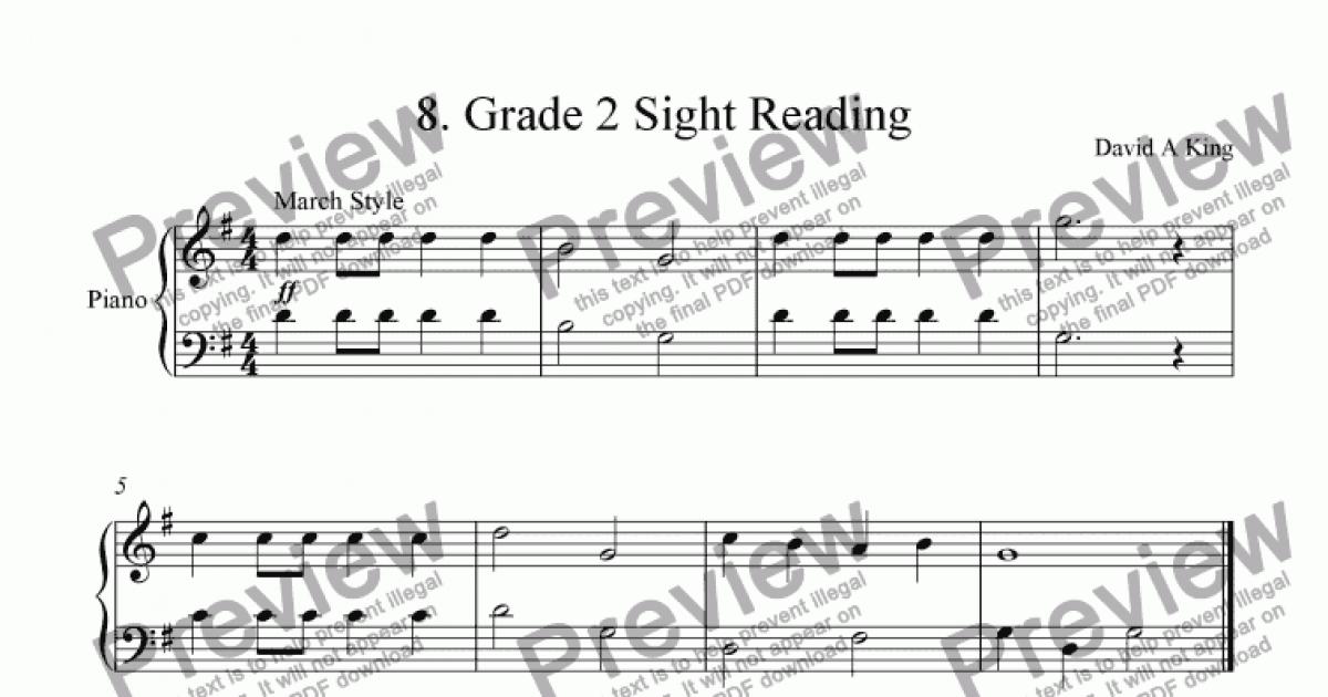 Grade 2 Sight Reading - Sheet Music PDF