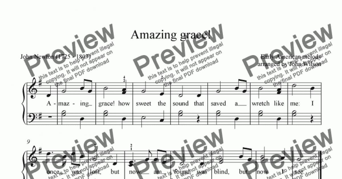 Amazing grace! (easy piano version) Download Sheet Music PDF file