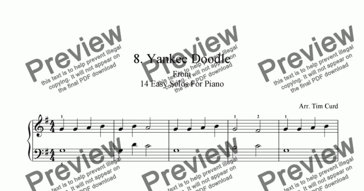 Yankee Doodle. Easy Piano Solo - Download Sheet Music PDF file