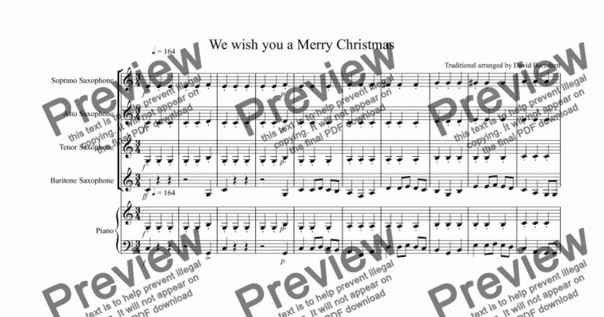 We wish you a Merry Christmas for Saxophone Quartet - Sheet Music PDF