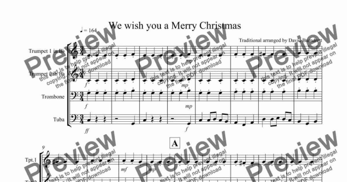 We wish you a Merry Christmas for Brass Quartet - Sheet Music PDF file