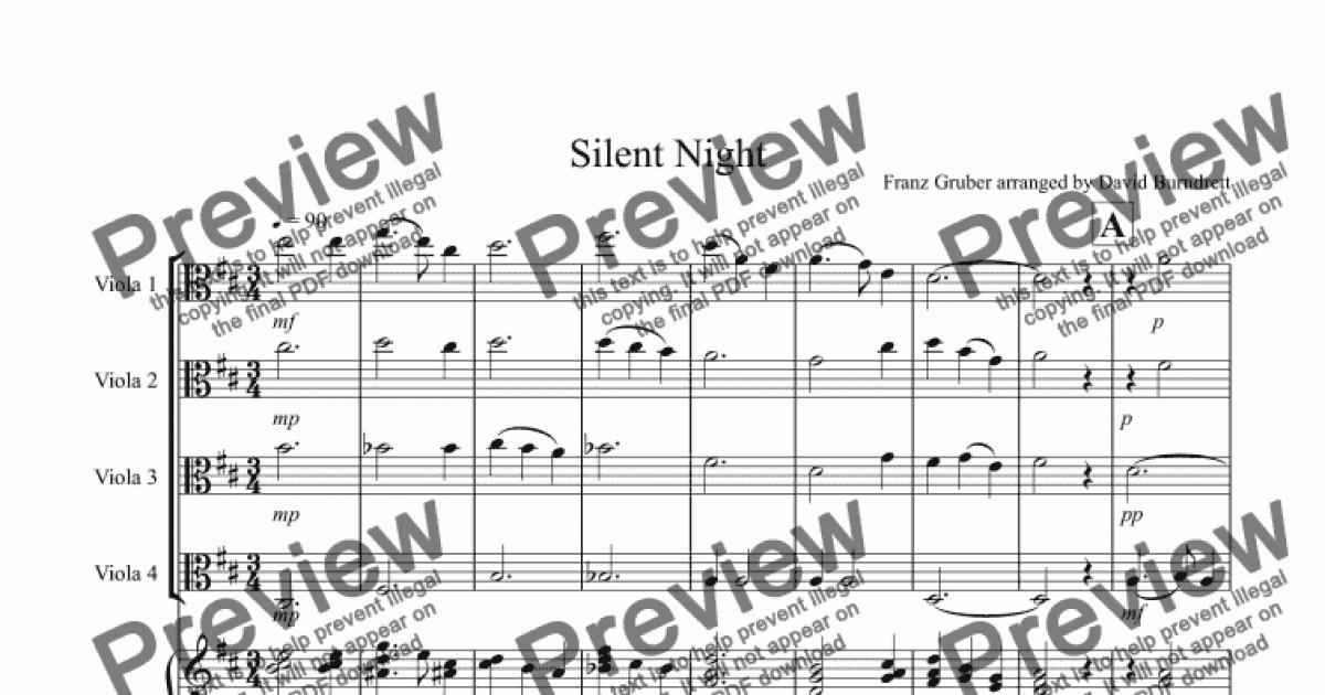 Silent Night for Viola Quartet - Download Sheet Music PDF file