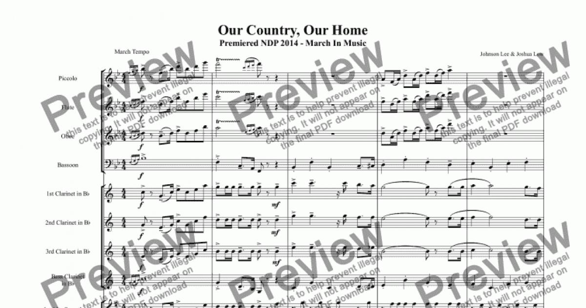 Our Country, Our Home Premiered NDP 2014 - March In Music - Buy PDF