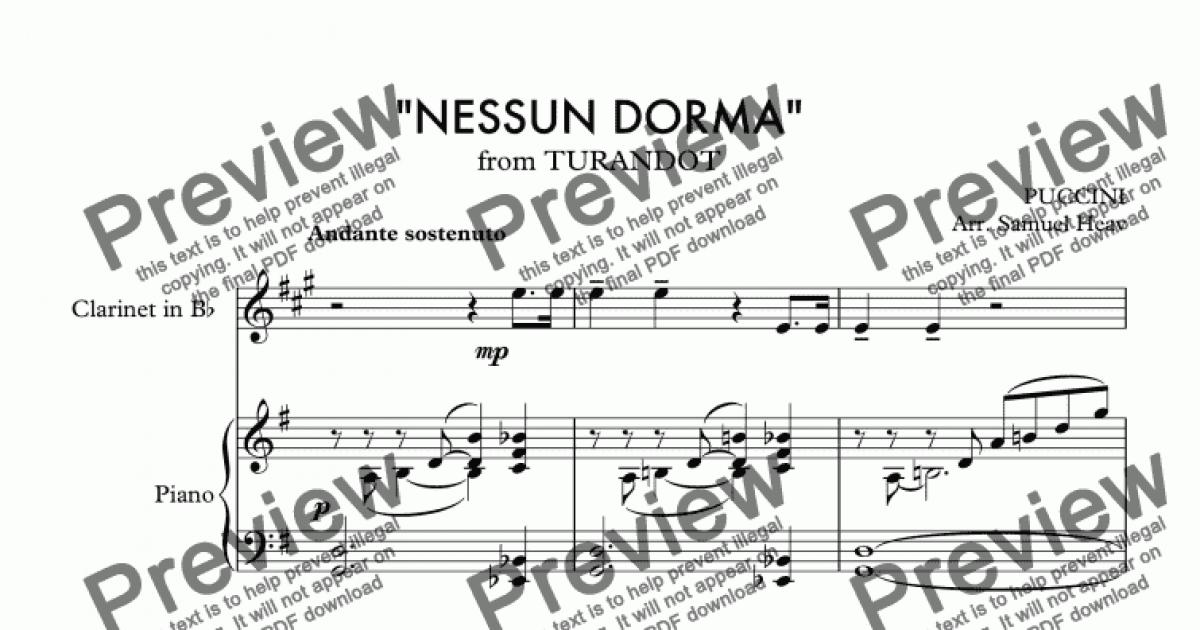 "NESSUN DORMA" - Download Sheet Music PDF file