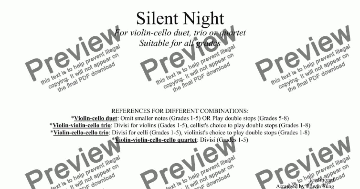 Silent Night (for violincello duet, trio or quartet. Suitable for ALL