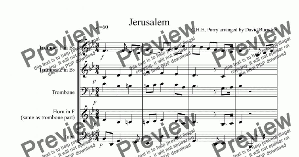 Jerusalem for Brass Quartet - Download Sheet Music PDF file