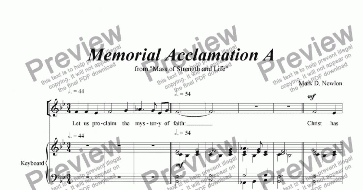 Memorial Acclamation A Mass Of Strength And Life Sheet Music Pdf 0767