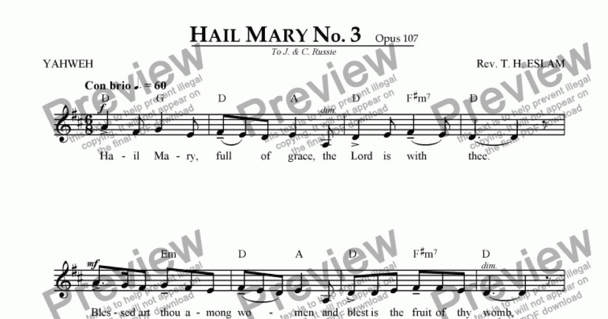 Hail Mary No. 3 - Download Sheet Music PDF file