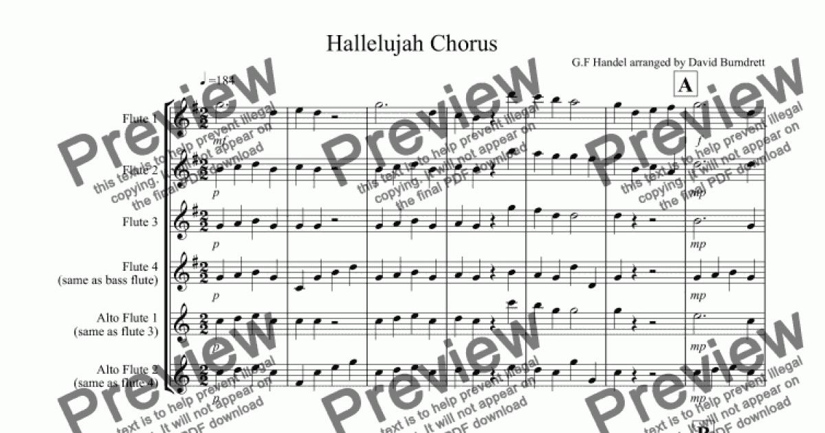 Hallelujah Chorus for Flute Quartet - Download Sheet Music PDF file