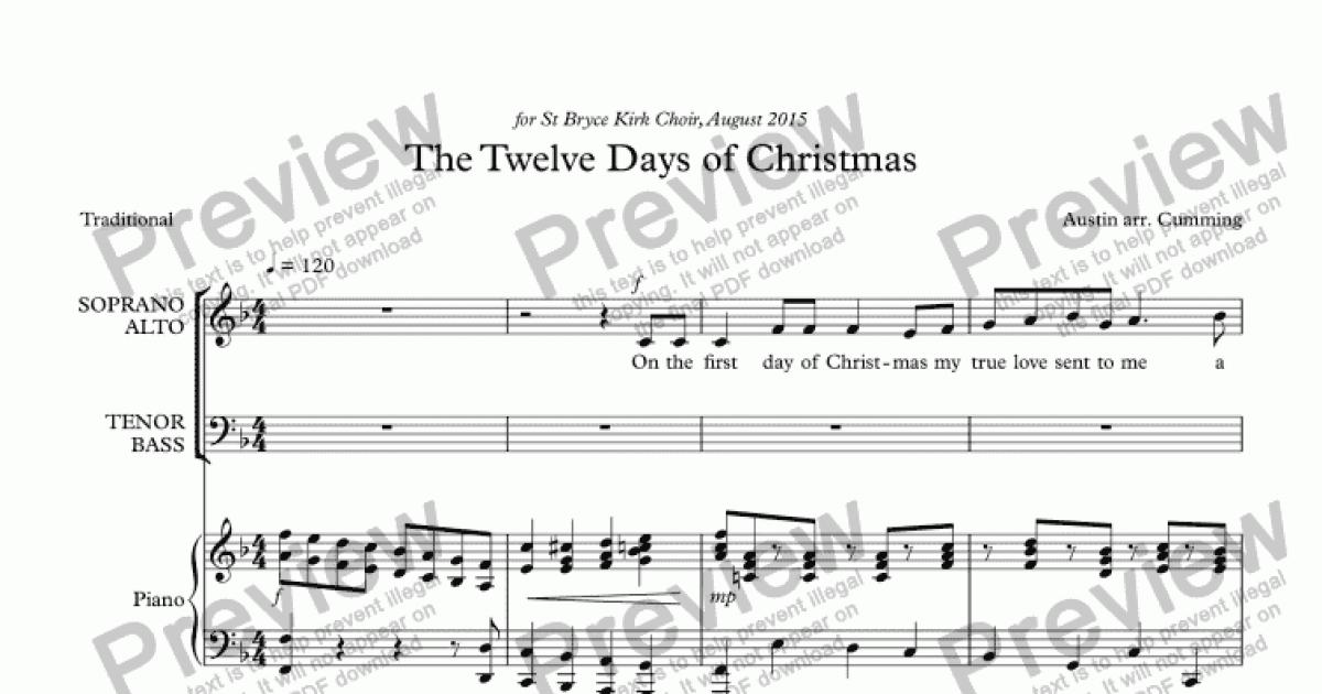 &quot;The Twelve Days of Christmas&quot; for SATB choir &amp; piano - Sheet Music