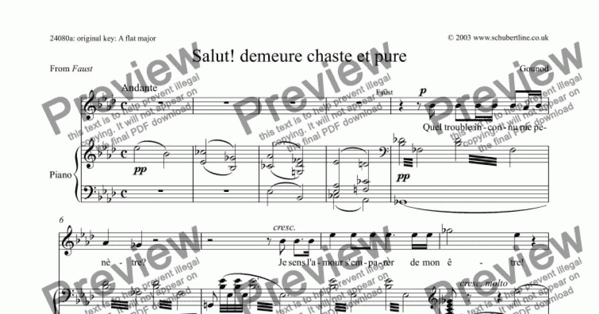 Salut Demeure Chaste Et Pure Faust Tenor Sheet Music Pdf File