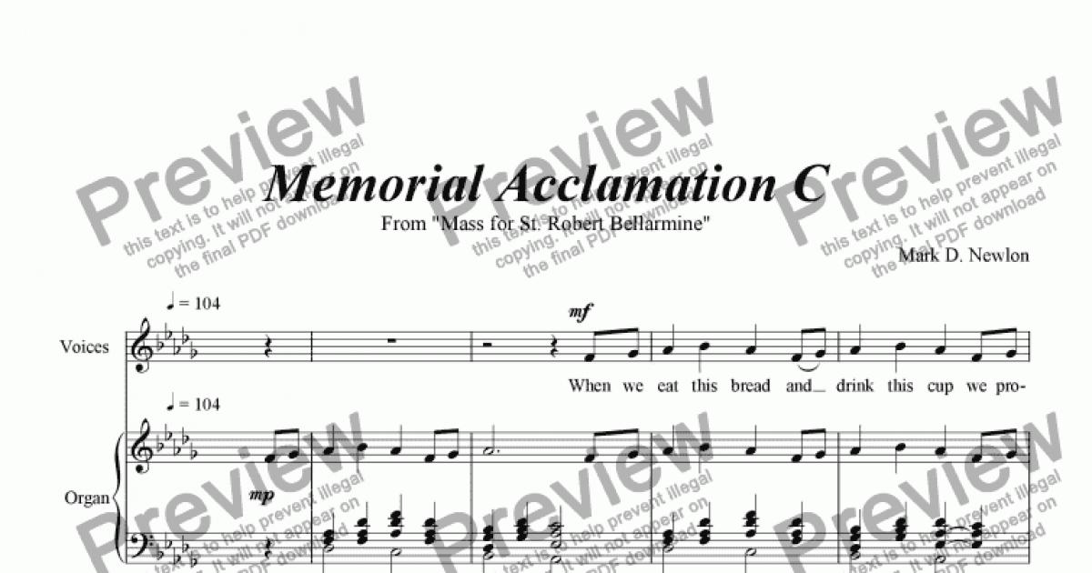 Memorial Acclamation C Mass For St Robert Bellarmine Sheet Music 0754