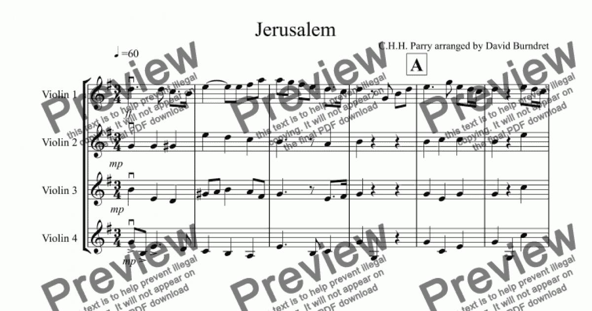 Jerusalem for Violin Quartet - Download Sheet Music PDF file