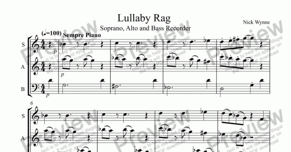 lullaby in ragtime tab