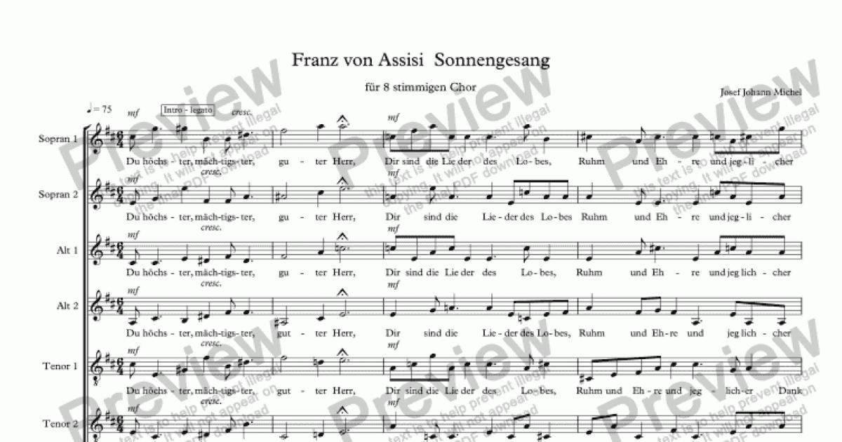 Franz von Assisi Sonnengesang - Download Sheet Music PDF file