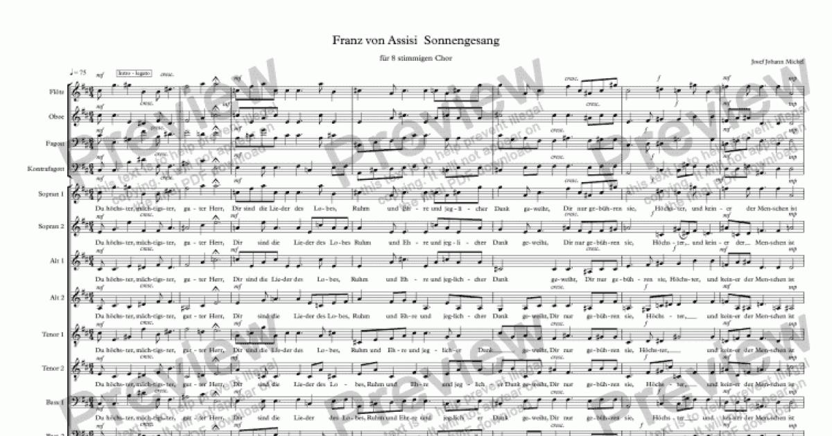 Franz von Assisi Sonnengesang - Download Sheet Music PDF file