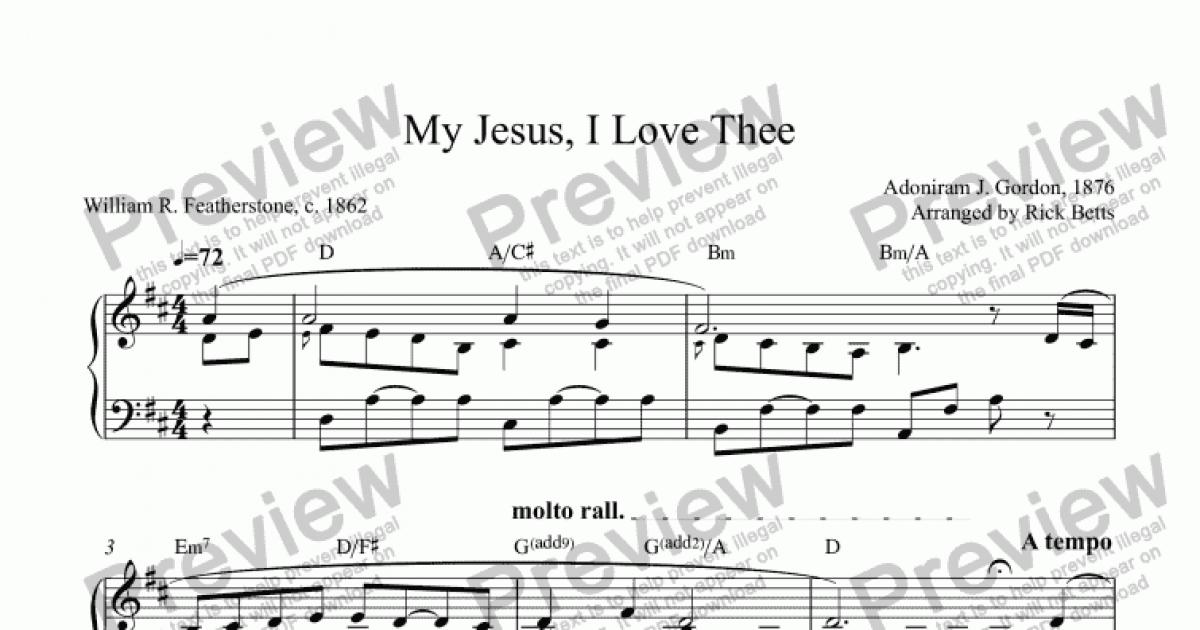 My Jesus, I Love Thee - Hymn Piano Solo - Download Sheet Music PDF