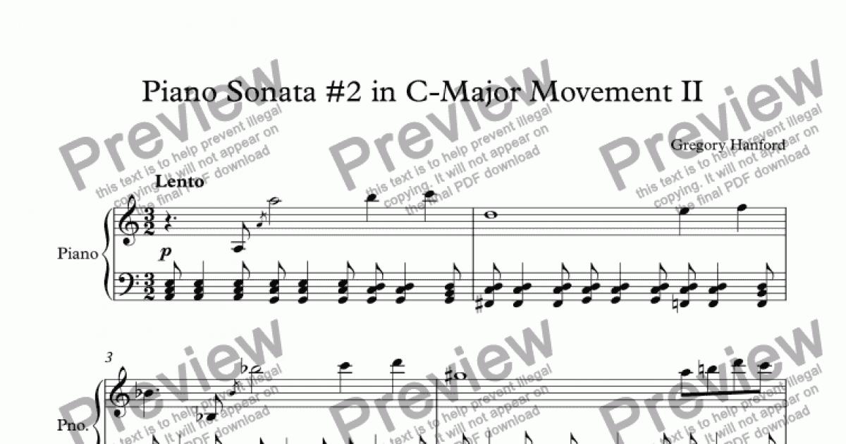 Piano Sonata #2 in C-Major Movement II - Download Sheet Music PDF file