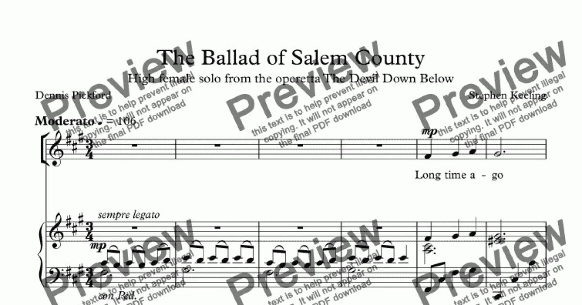 The Ballad of Salem County - Download Sheet Music PDF file