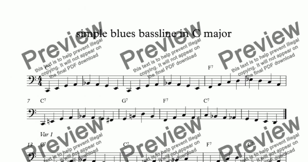 Walking Bass Simple Blues Bassline In C Major Sheet Music Pdf File 7355