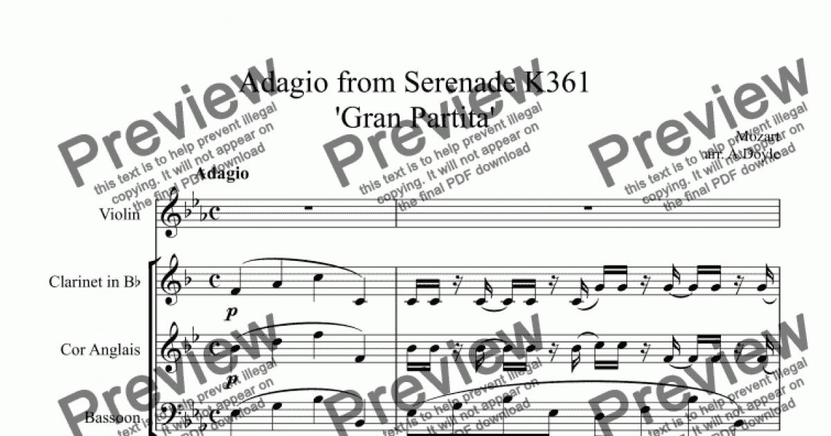 Adagio from Serenade K361 'Gran Partita' - Download Sheet Music PDF