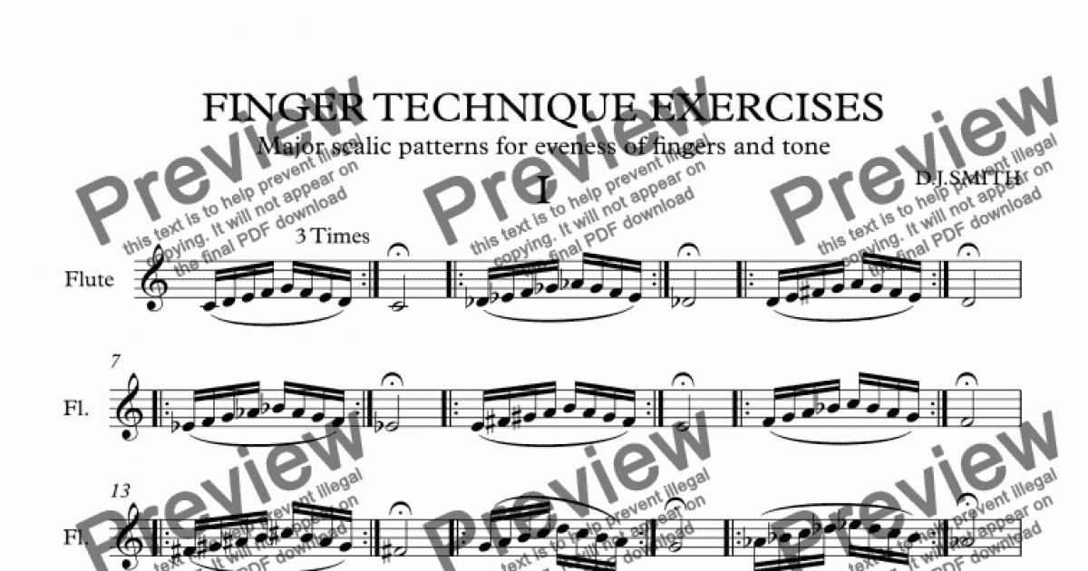 FINGER TECHNIQUE EXERCISES for Flute (Major) Sheet Music PDF file